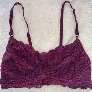 Dark pink lace bralette